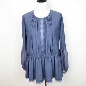 Free People Periwinkle Peasant Peplum Blouse  XS